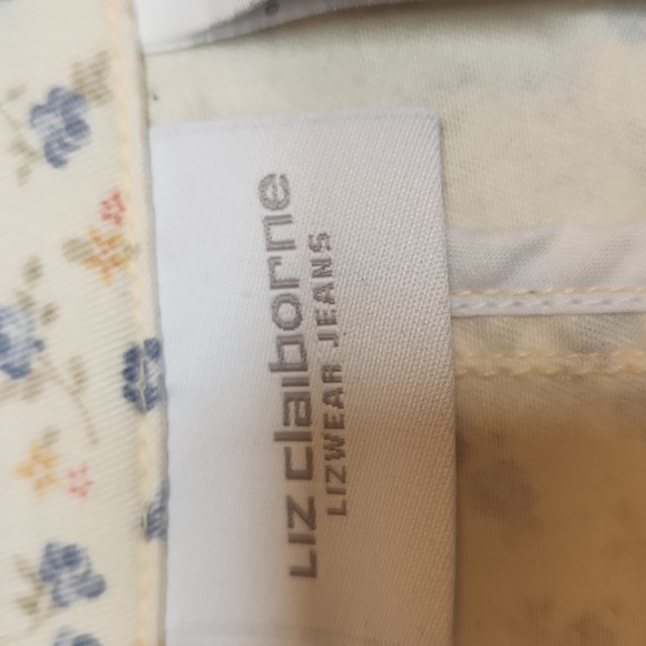 Vintage Liz Claiborne LizWear Jeans Women's Cream Cotton  Floral Blazer Size L - Picture 5 of 13